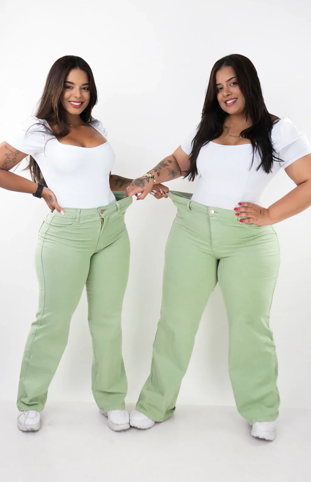 CALÇA FEMININA - WIDE LEG VERDE PISTACHE
