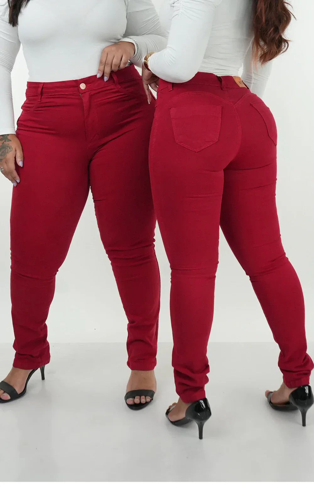 CALÇA JEANS FEMININA - SKINNY VERMELHO INTENSO