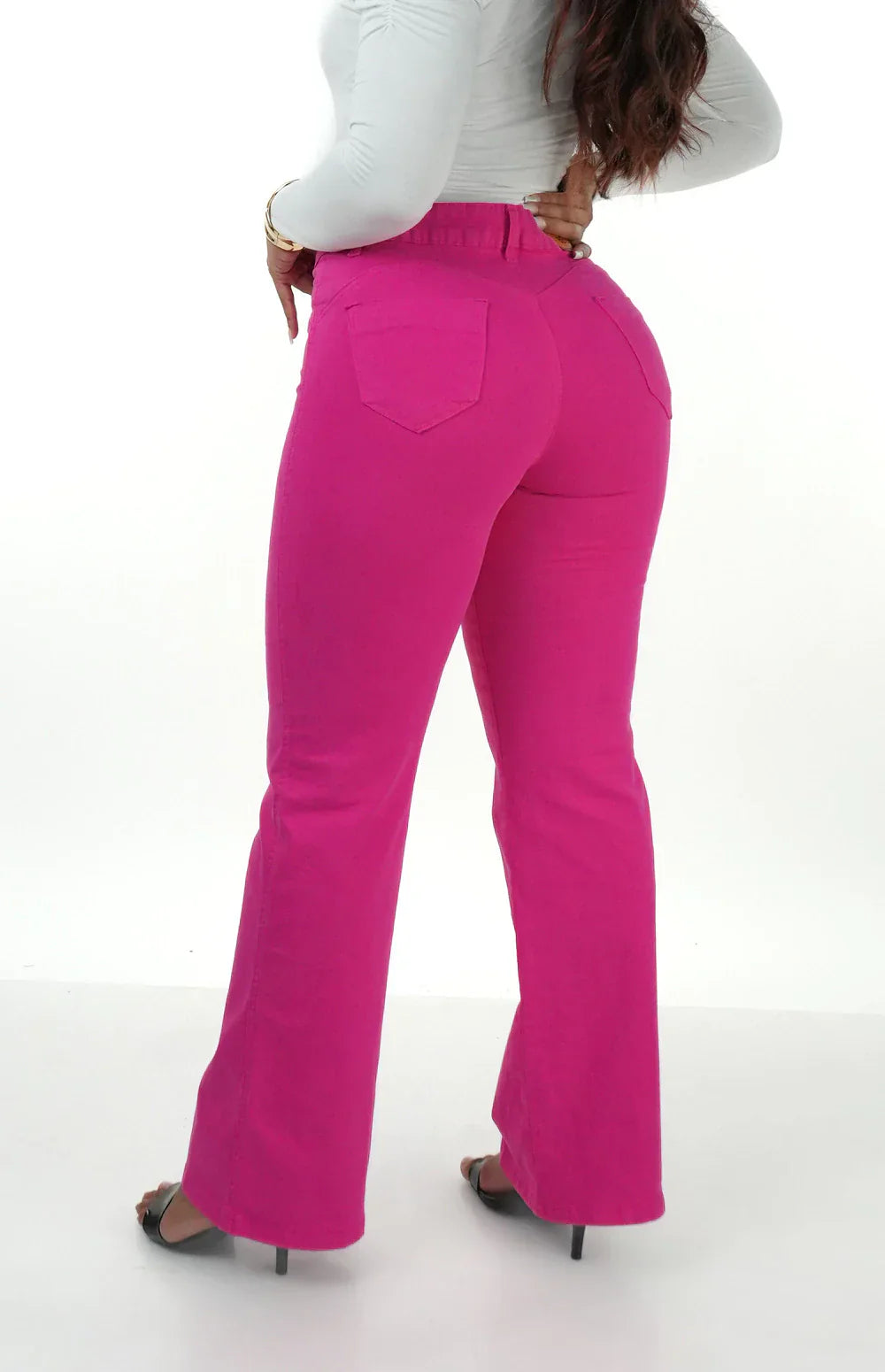 CALÇA JEANS FEMININA - WIDE LEG ROSA PINK