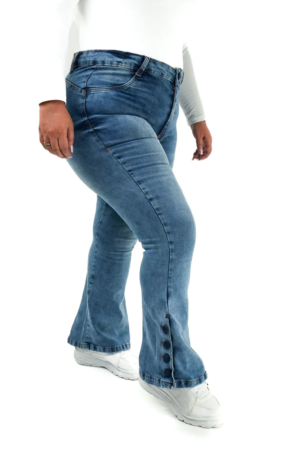 CALÇA JEANS PARA BAIXINHAS - FLARE LAZULLI BOTÕES FORRADOS