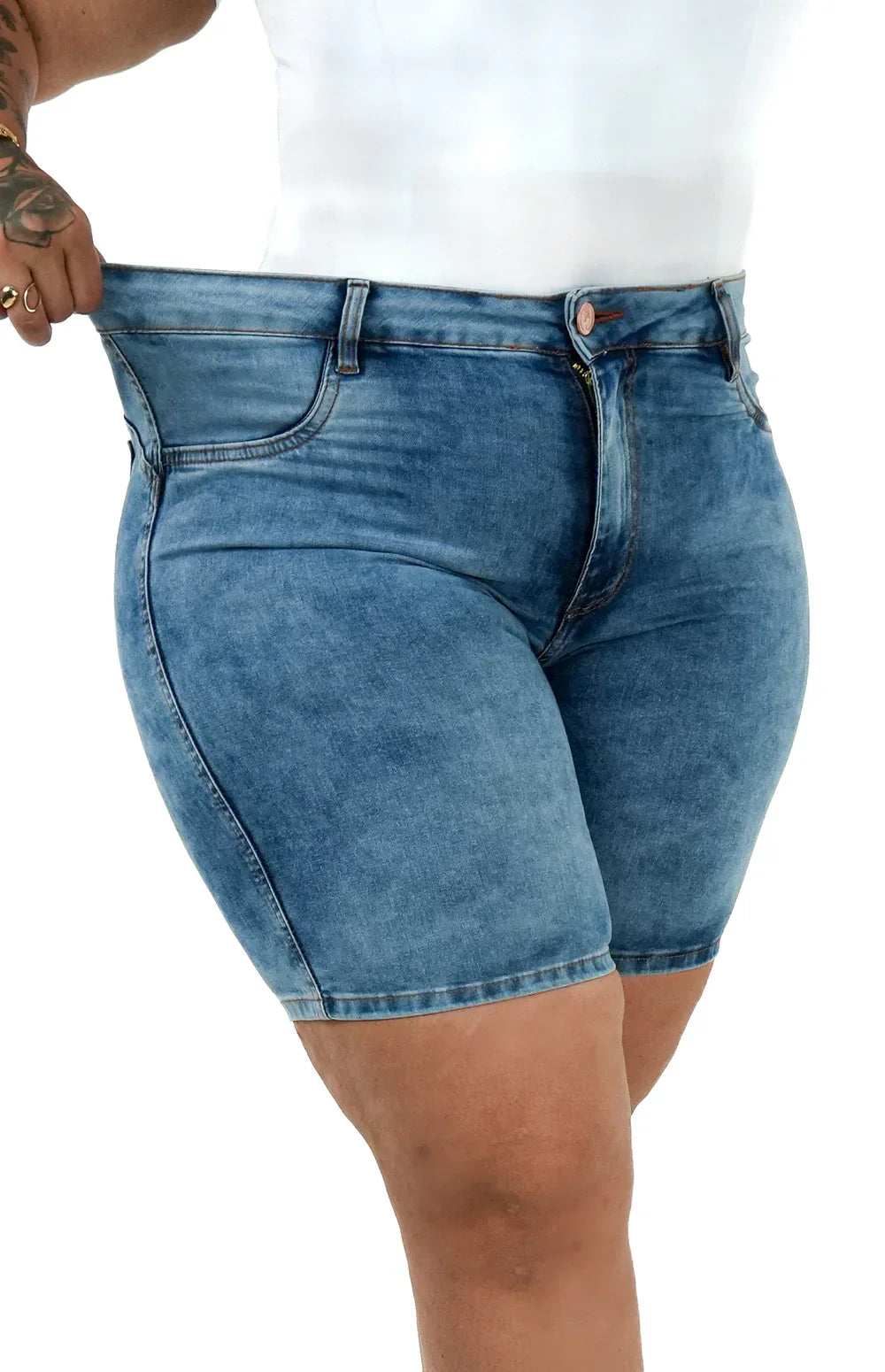 SHORTS JEANS MEIA COXA - MARMORIZADO