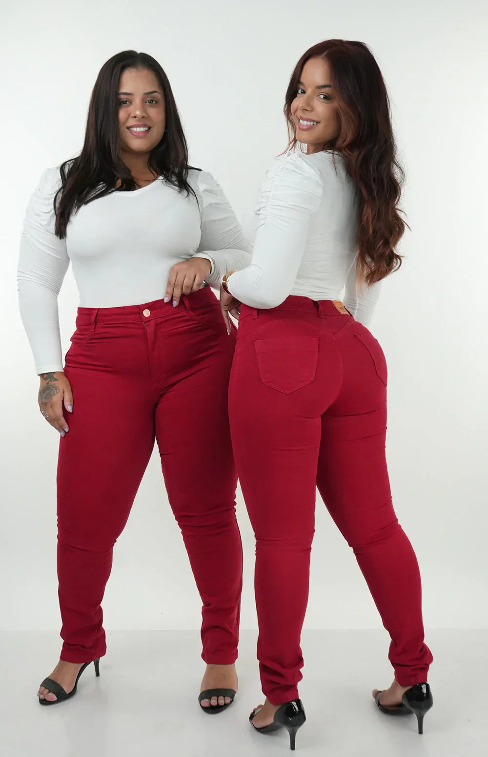 CALÇA JEANS FEMININA - SKINNY VERMELHO INTENSO