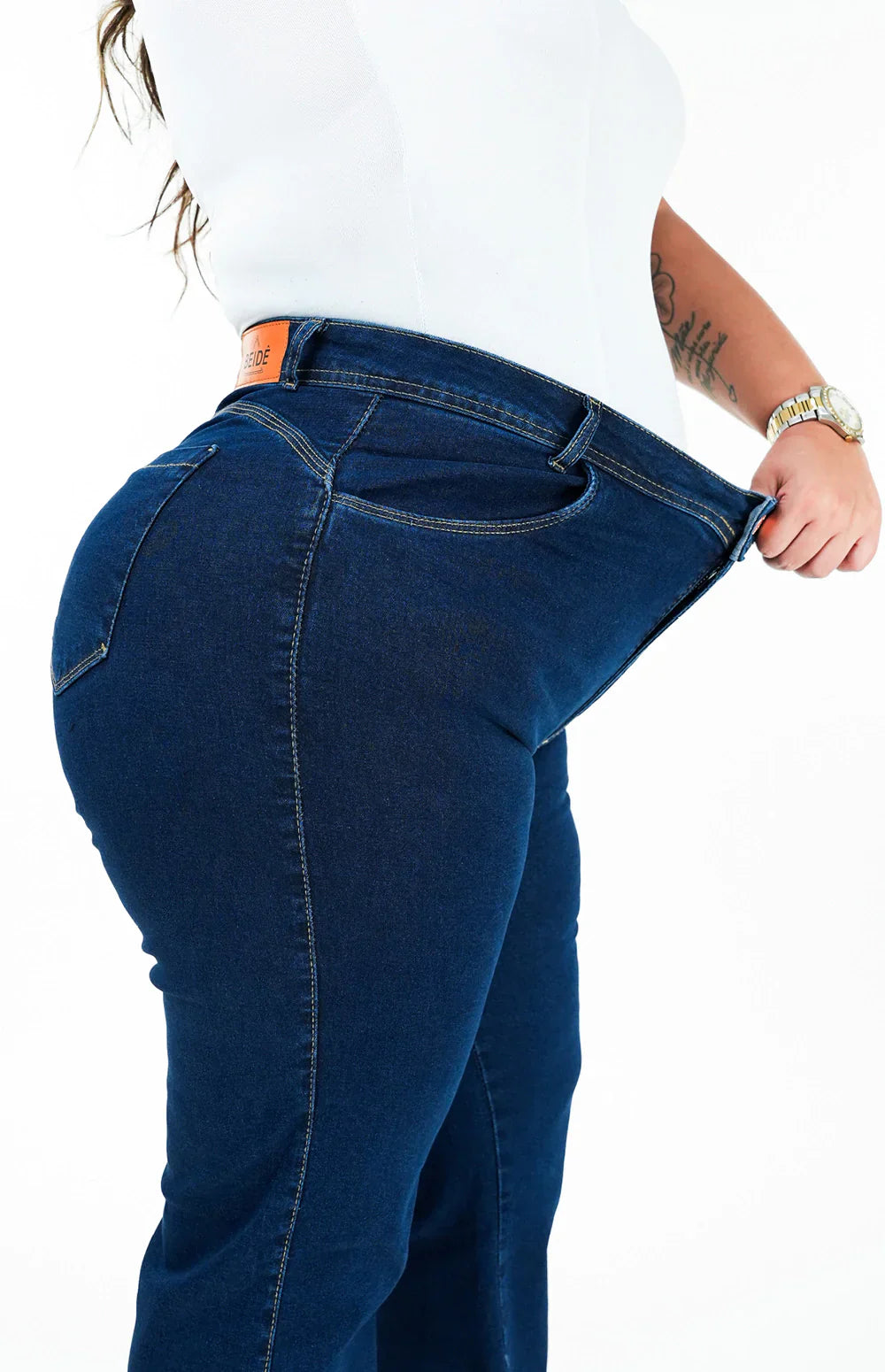 CALÇA JEANS FEMININA - WIDE LEG COM ELASTANO