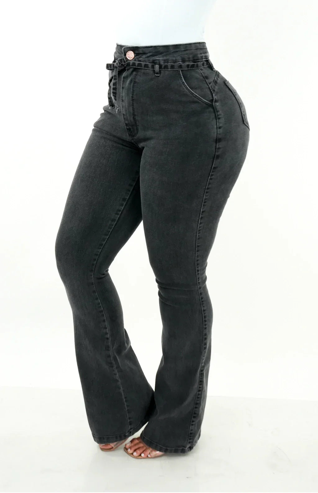 CALÇA JEANS FEMININA - Flare Vintage Estilo Alfaiataria