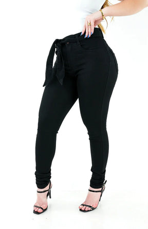 CALÇA JEANS FEMININA - FLARE COM CINTO FAIXA REMOVÍVEL