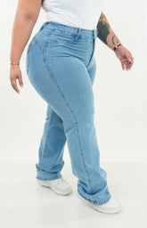 CALÇA JEANS PLUS SIZE - Wide leg Essencial Piscine