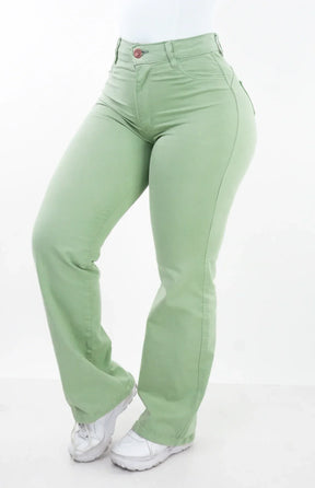 CALÇA FEMININA - WIDE LEG VERDE PISTACHE