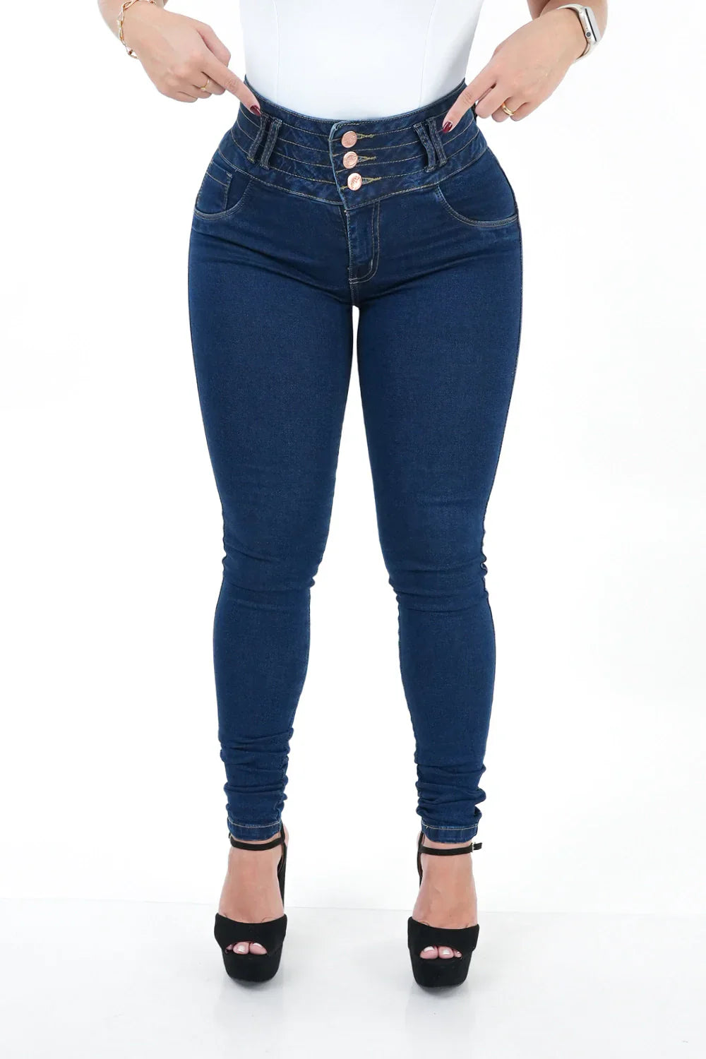 CALÇA JEANS FEMININA - CINTURA ELÁSTICA SLIM