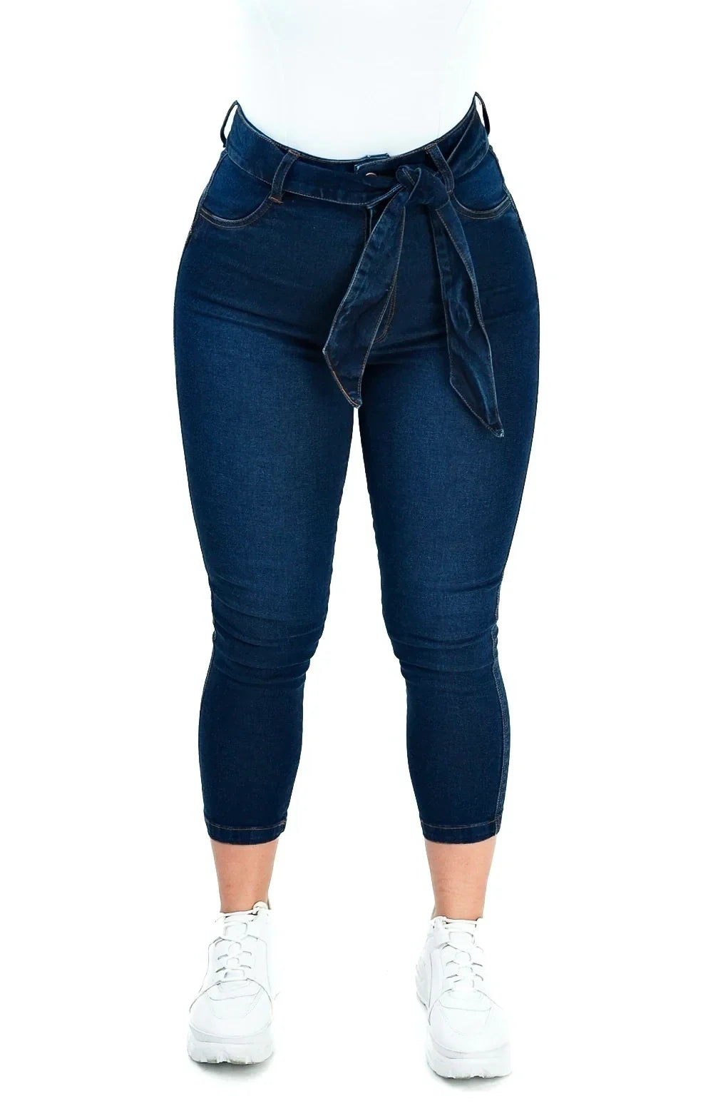 Calça Jeans Feminina - Capri Cinto Faixa Removível