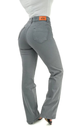 CALÇA JEANS FEMININA - RETA CINZA