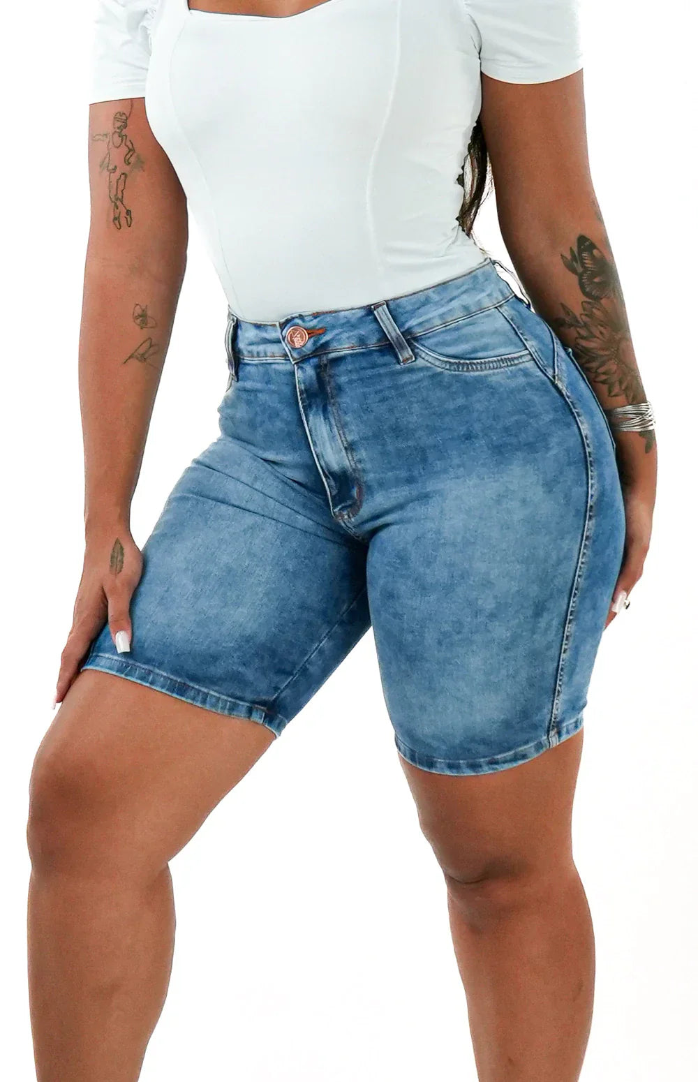 SHORTS JEANS MEIA COXA - MARMORIZADO