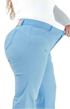 CALÇA JEANS FEMININA - WIDE LEG AZUL BEBÊ