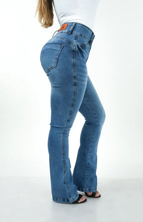 CALÇA JEANS FEMININA - FLARE TRIMODELADORA