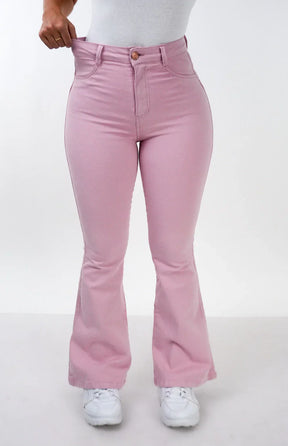 CALÇA JEANS FLARE PARA BAIXINHAS - ROSA BEBÊ