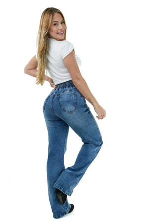 CALÇA JEANS FEMININA - WIDE LEG CINTURA ELÁSTICA MALDIVAS