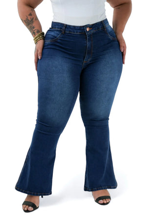 CALÇA JEANS PARA BAIXINHAS PLUS SIZE - FLARE BLUE CHIC