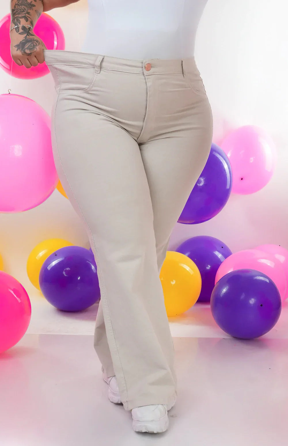 CALÇA FEMININA - WIDE LEG NUDE CHIC