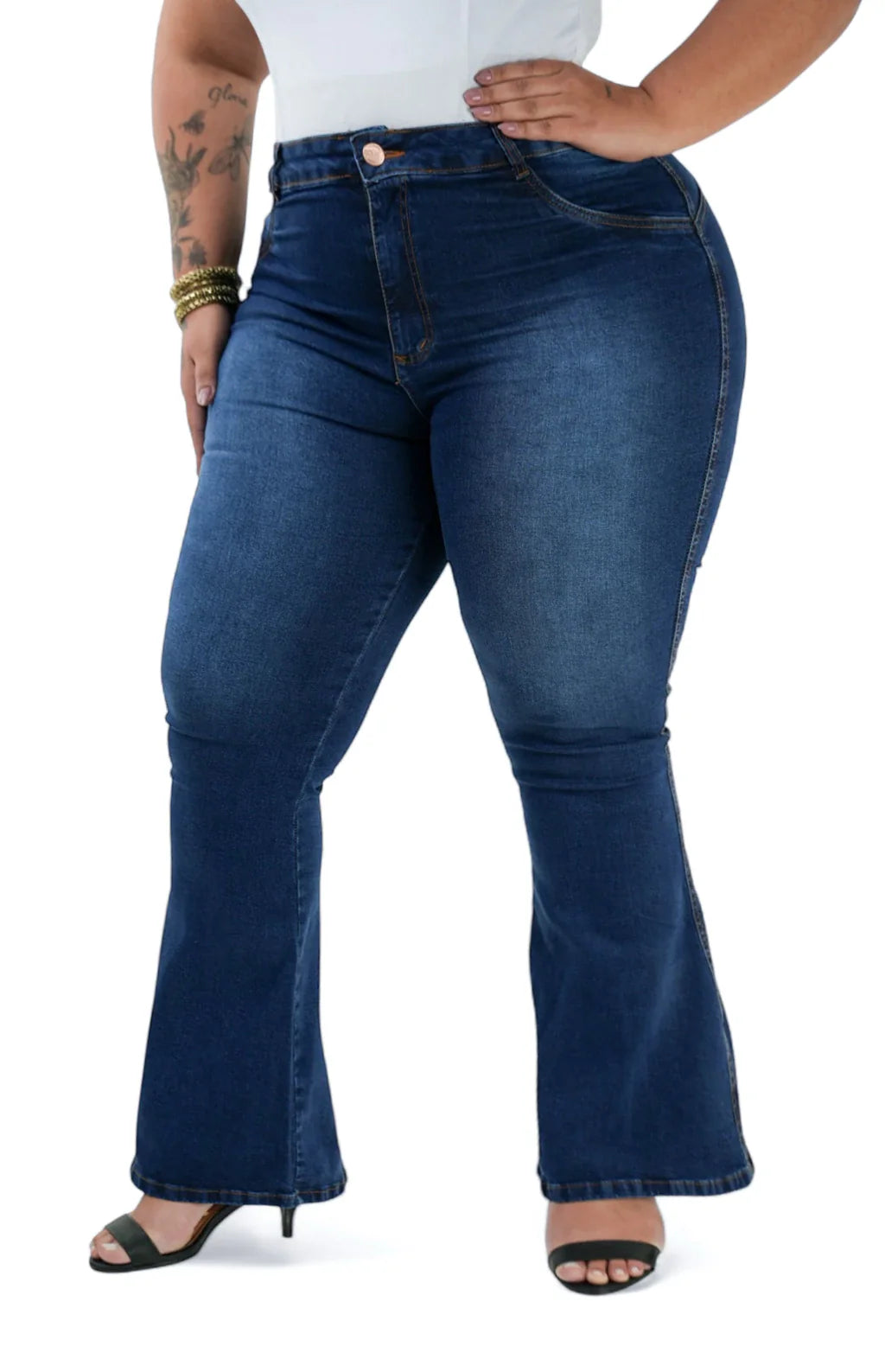 CALÇA JEANS PARA BAIXINHAS PLUS SIZE - FLARE BLUE CHIC