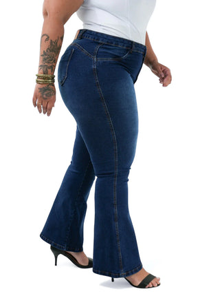 CALÇA JEANS PARA BAIXINHAS PLUS SIZE - FLARE BLUE CHIC